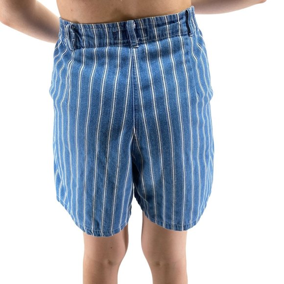 Vintage Studio Wear Mom shorts high waist pleated stripes size Medium 30W Blue - Picture 7 of 7
